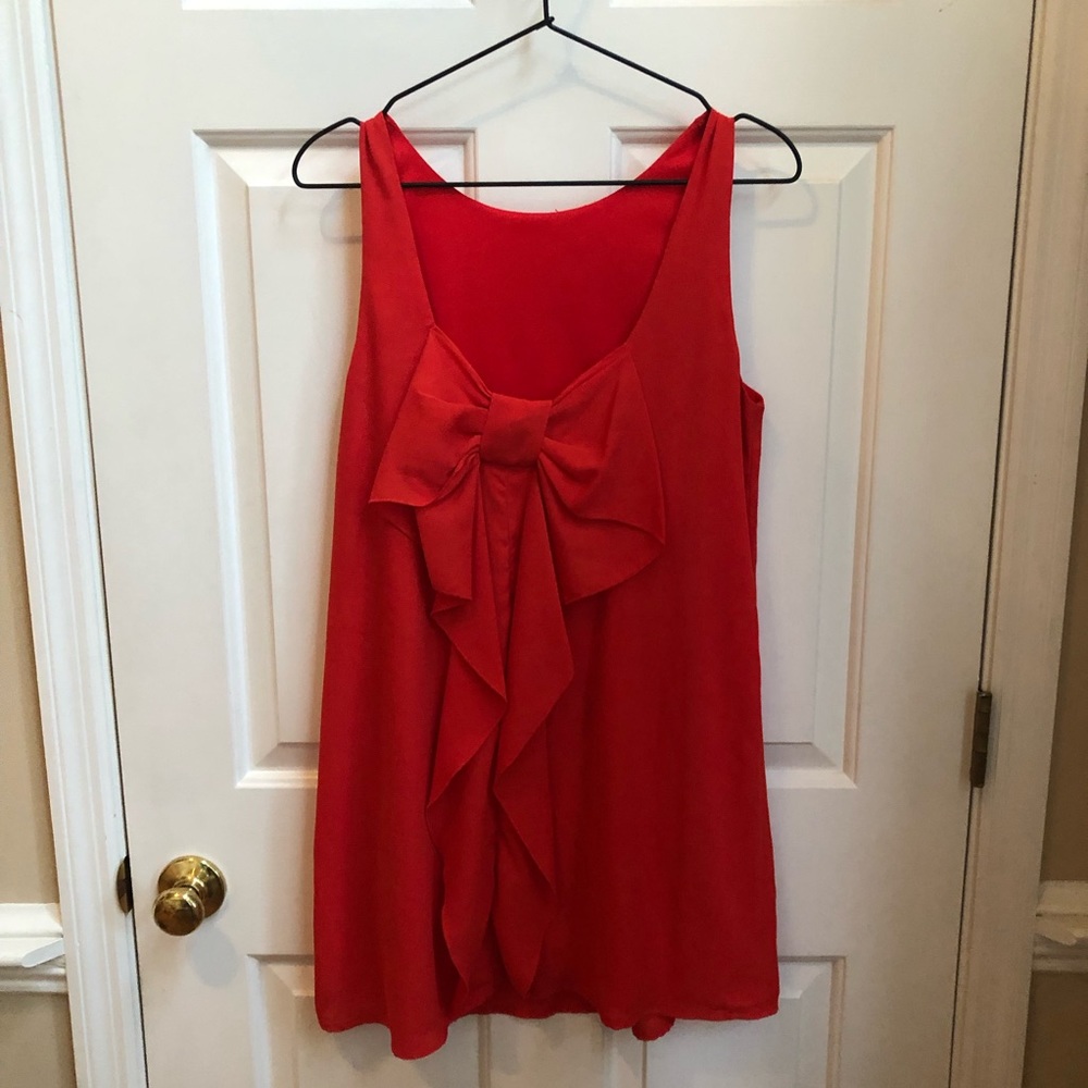 Everly burnt orange dress with bow tie back